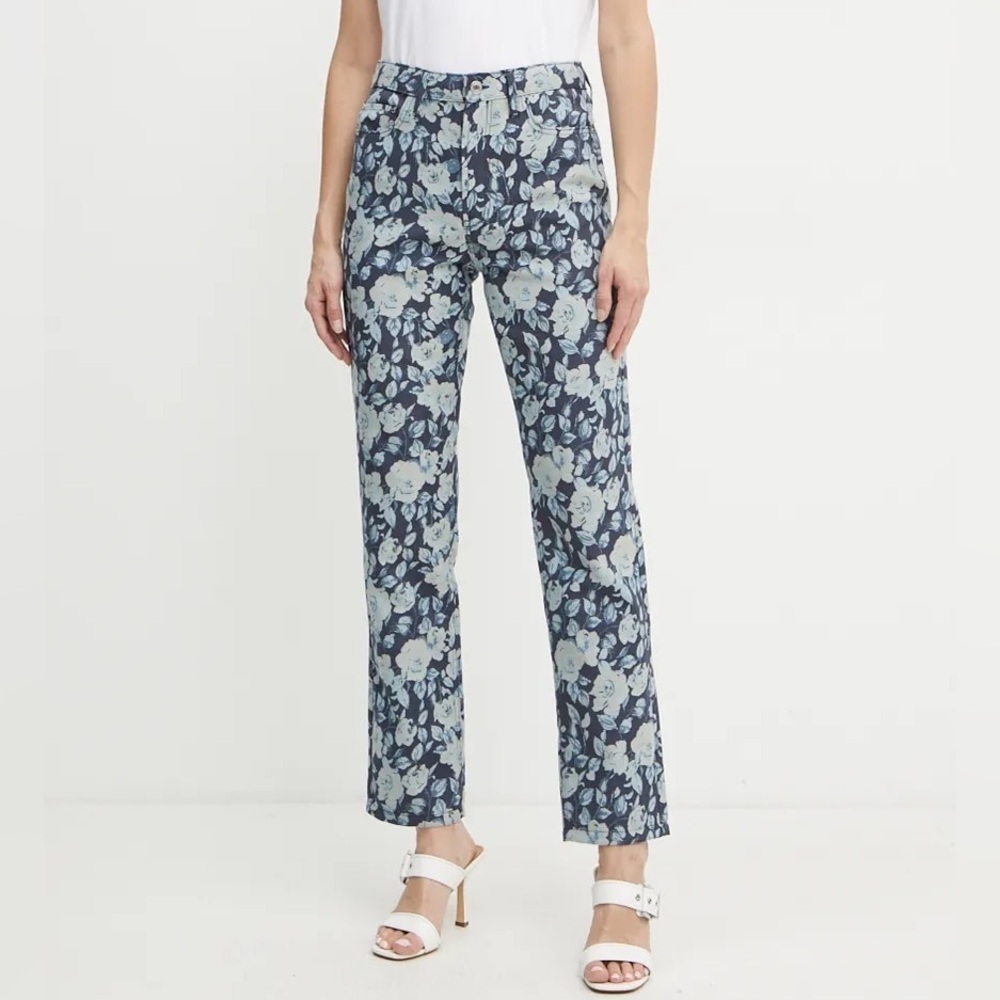 New Guess Navy and White Floral Jeans